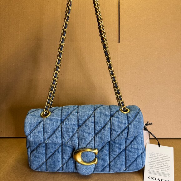 Coach Quilted Tabby 26 Medium Denim Shoulder Bag - Picture 7 of 14